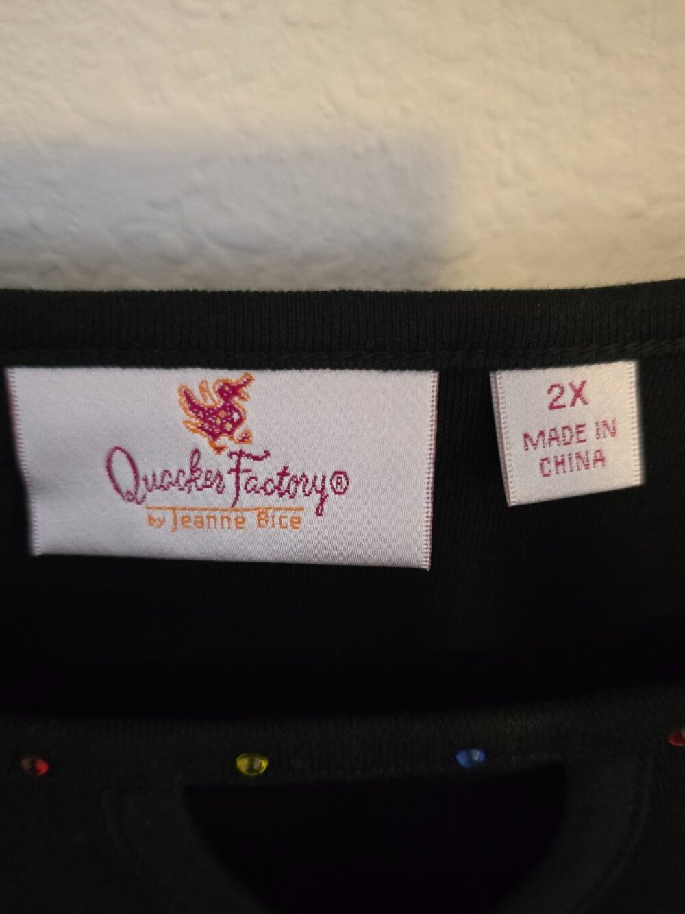 Quacker Factory Full Bloom & Bling embroidered 3/4 sleeve Tunic - Black - 2X EUC - Picture 4 of 9